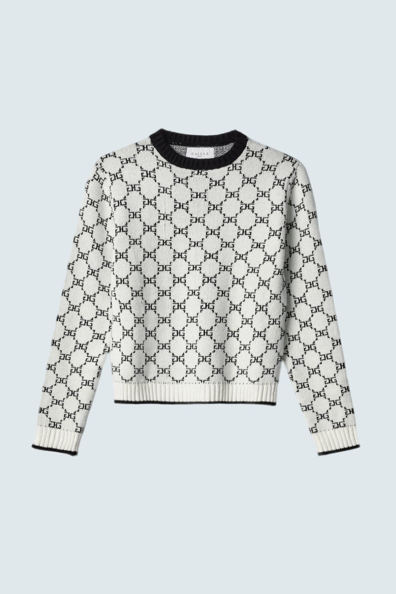 Pullover Girocollo Con All Over Intarsio Bianco - GAELLE