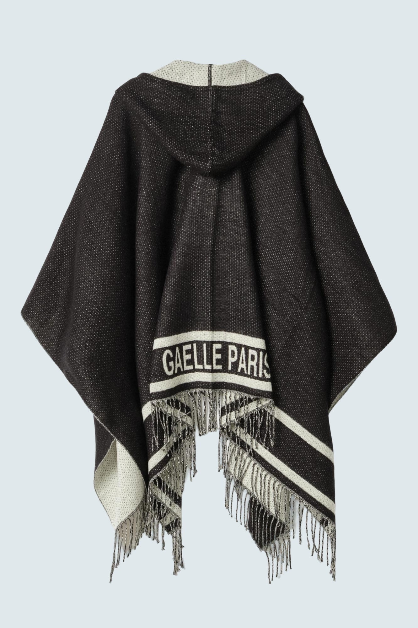 Poncho Con Cappuccio Nero - GAELLE