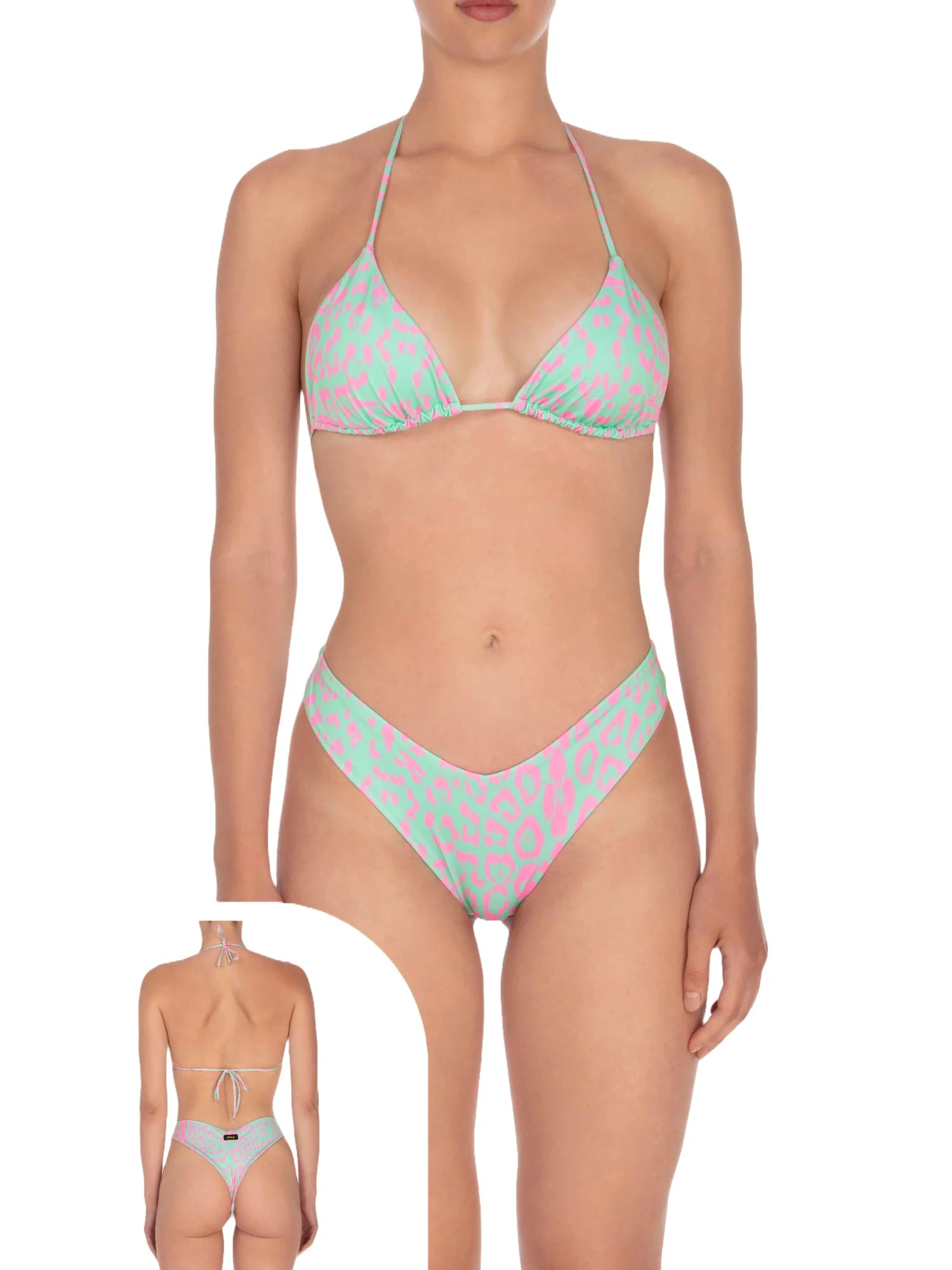 COSTUME F**K EFFEK BIKINI TRIANGOLO FROUFROU NODI REGOLABILI ANIMALIER