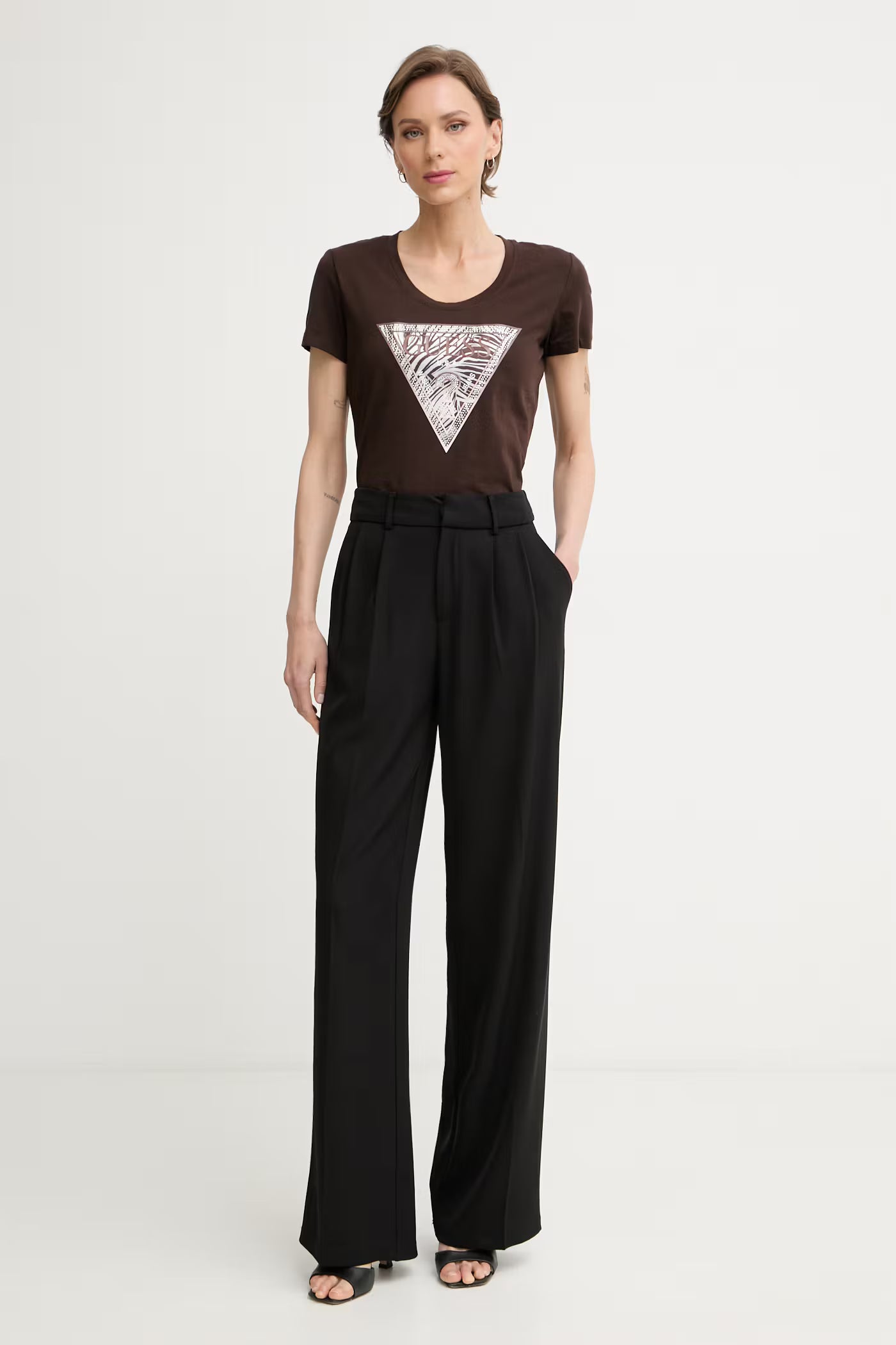 TSHIRT GUESS LOGO TRIANGOLO ZEBRATO