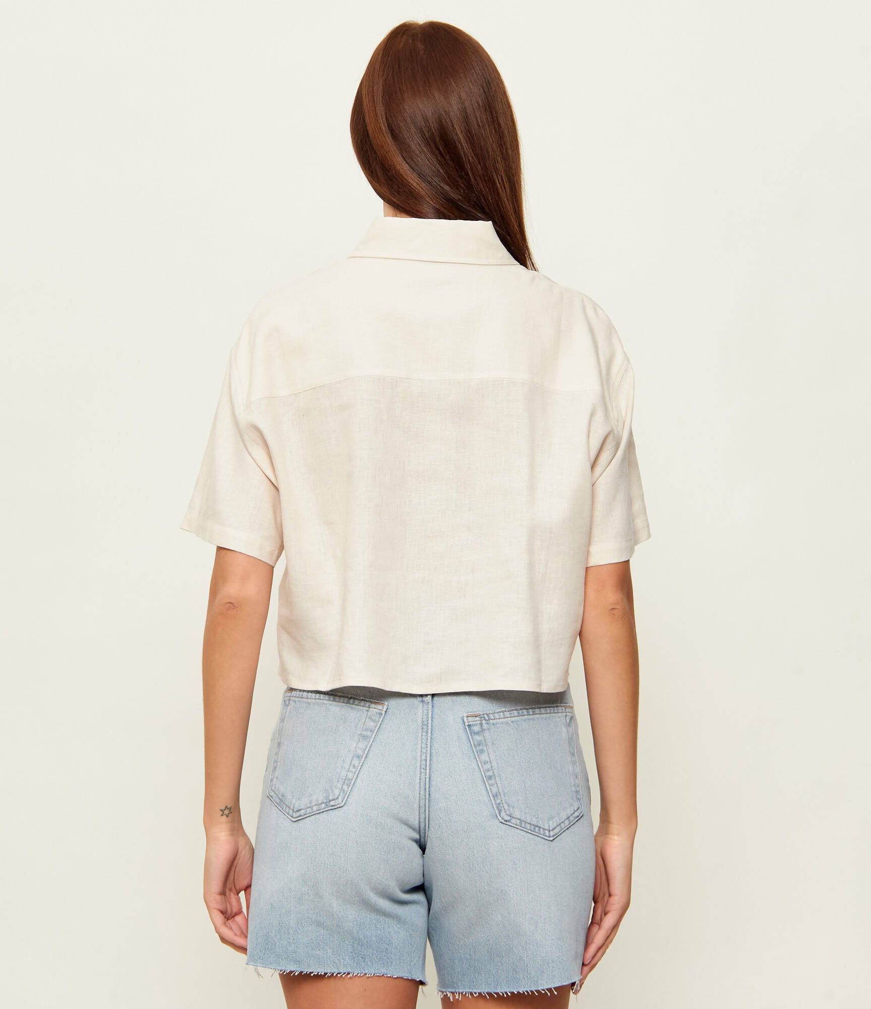 CAMICIA GAELLE CROP MISTO LINO MANICA CORTA