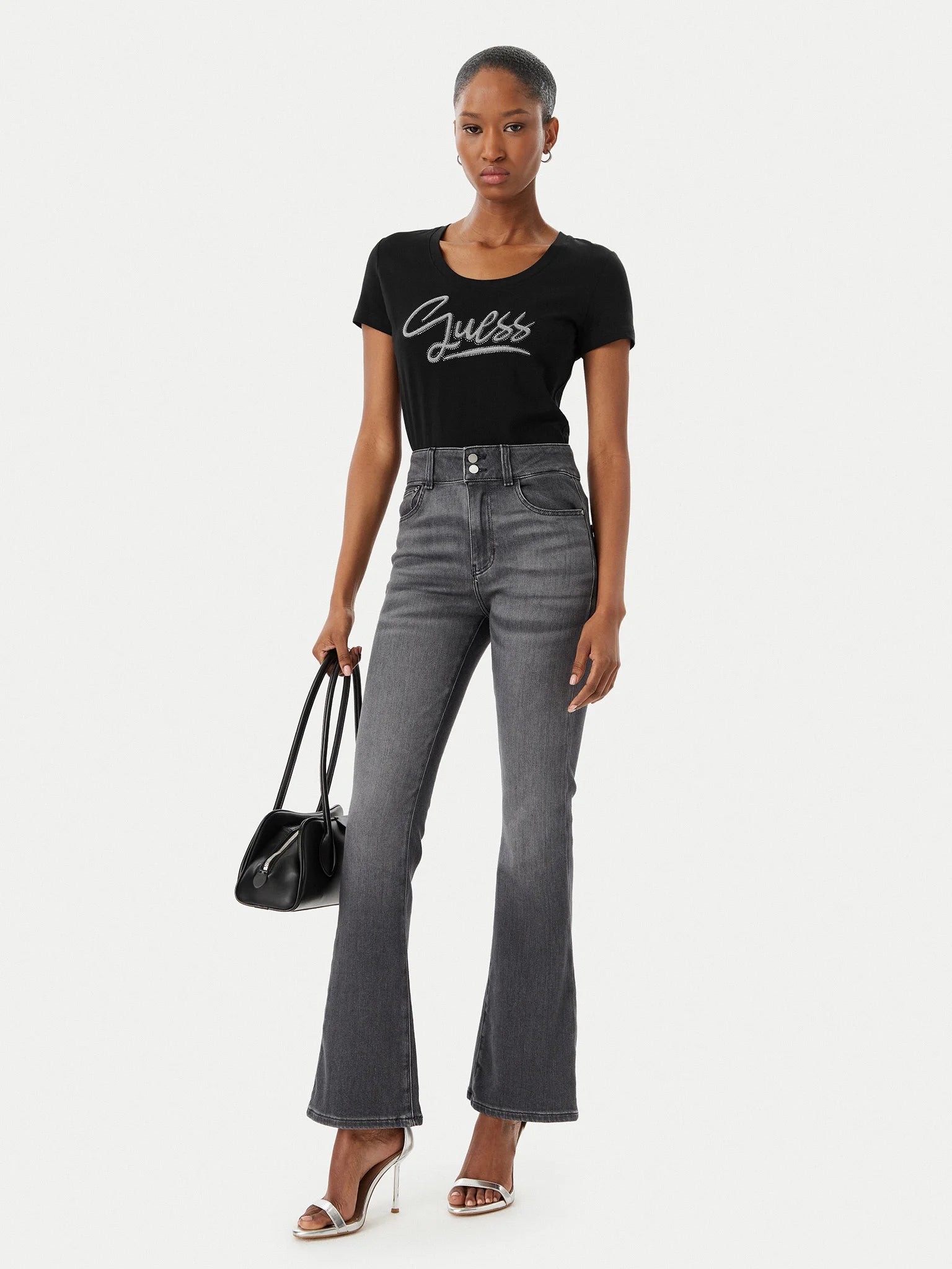 T-SHIRT GUESS MC LOGO SIGNED IN RILIEVO CON STRASS