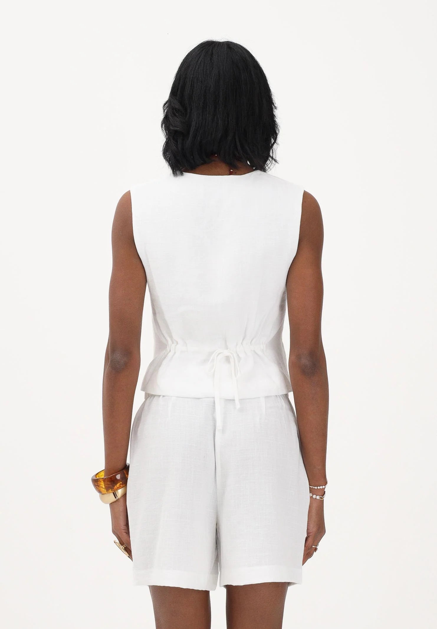GILET ONLY IN LINO MONOPETTO